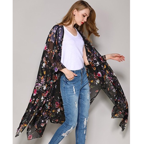 🌸FLORAL CHIFFON KIMONO🌸 - Picture 3 of 5